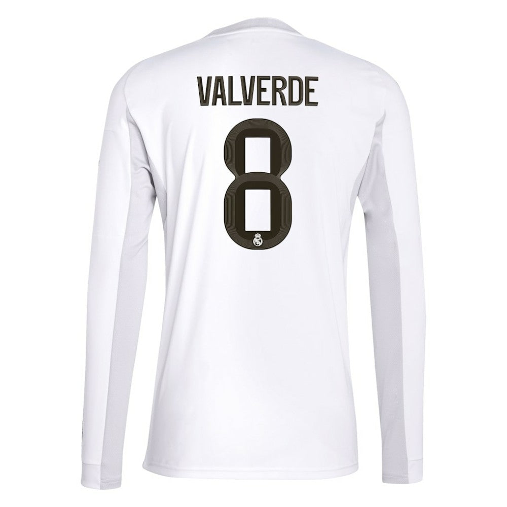 Federico Valverde Real Madrid 2025/26 Home Replica Long Sleeve Jersey White - Adidas