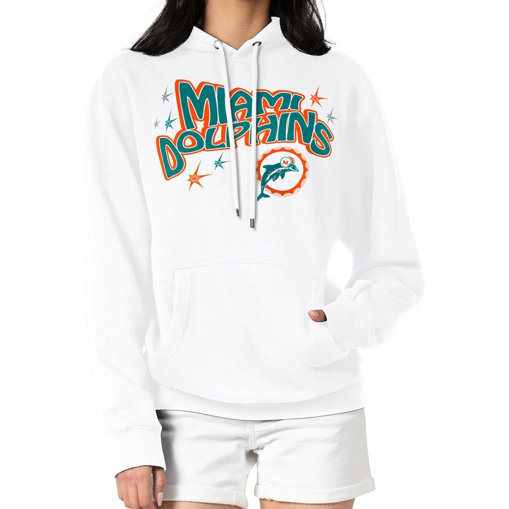 Miami Dolphins Starter Women's Fireworks Fleece Pullover Hoodie White