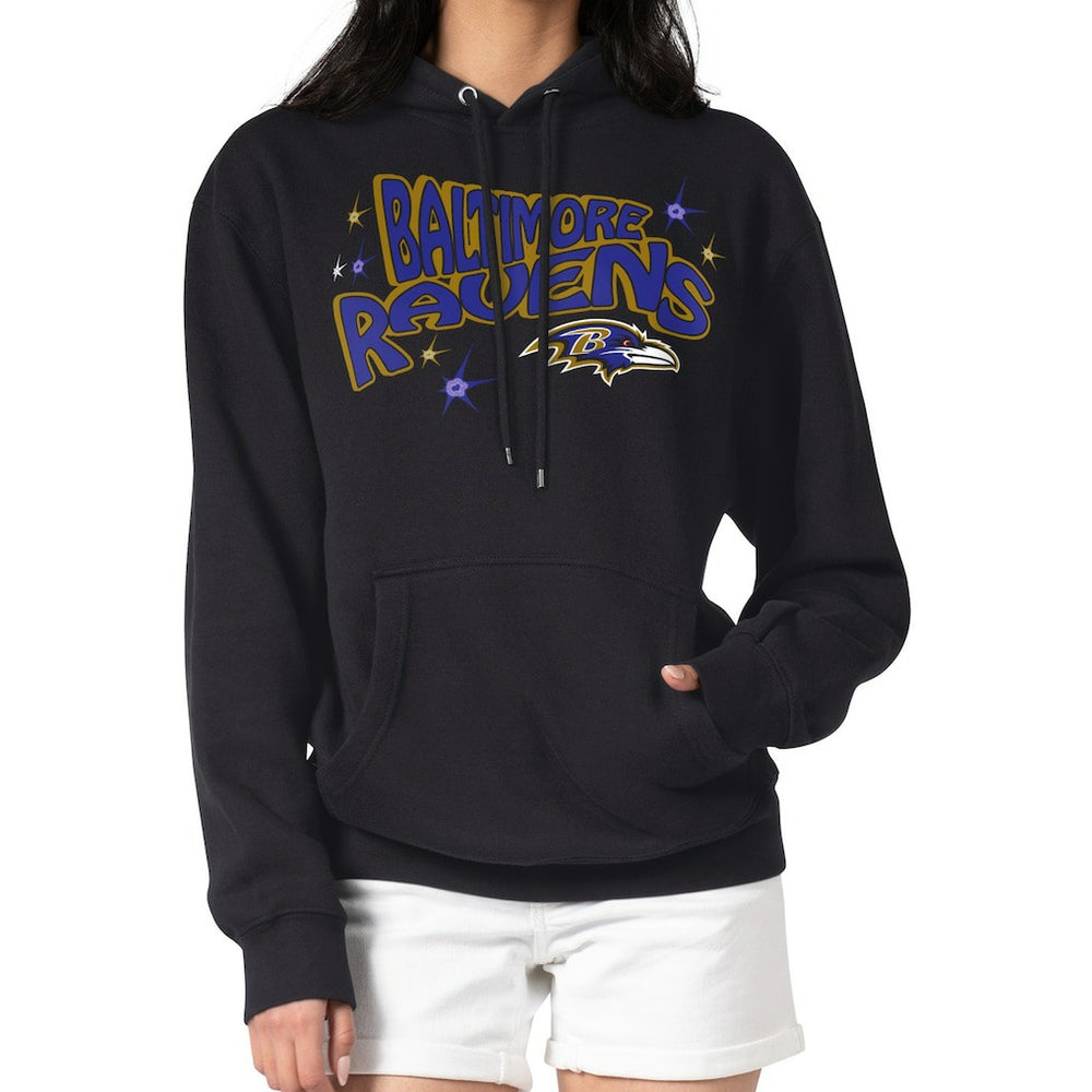 Baltimore Ravens Starter Women's Fireworks Fleece Pullover Hoodie Black