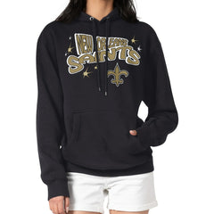 New Orleans Saints Starter Women's Fireworks Fleece Pullover Hoodie Black