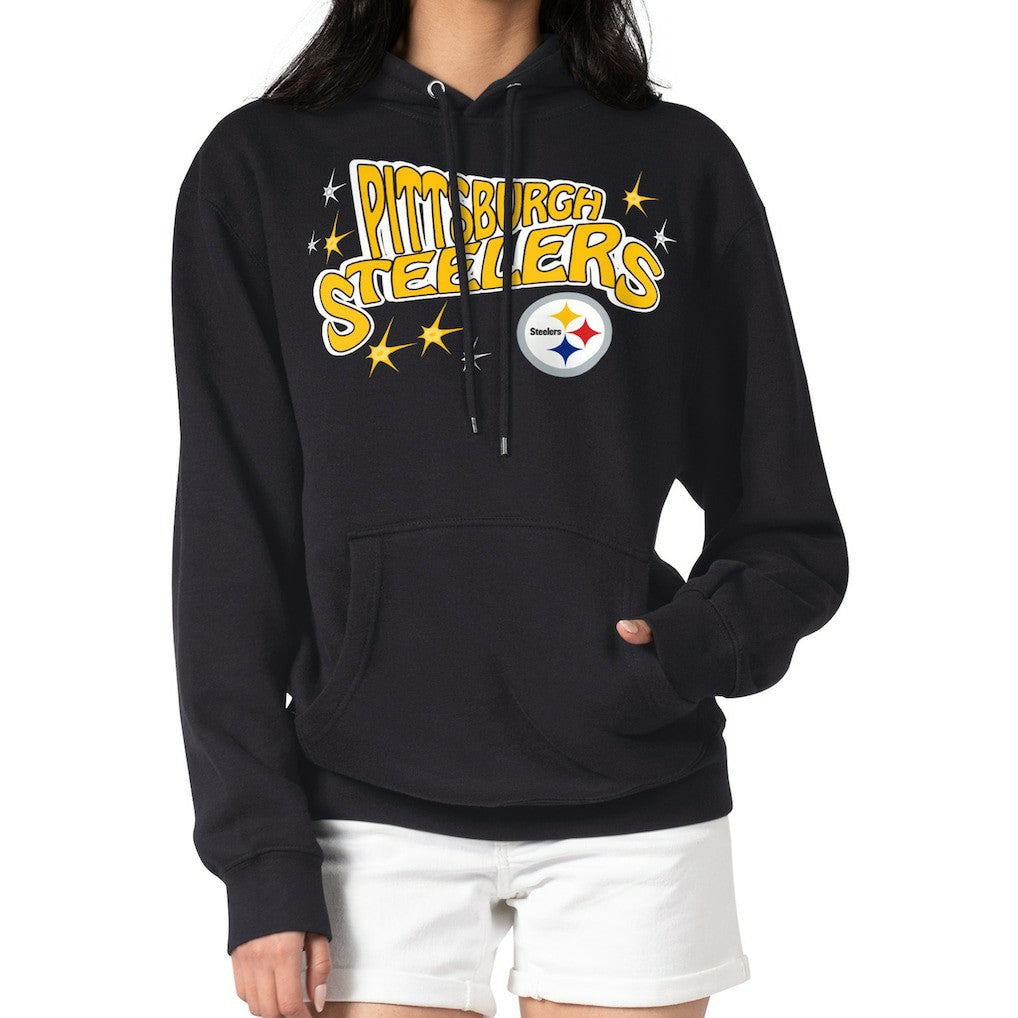 Pittsburgh Steelers Starter Women's Fireworks Fleece Pullover Hoodie Black