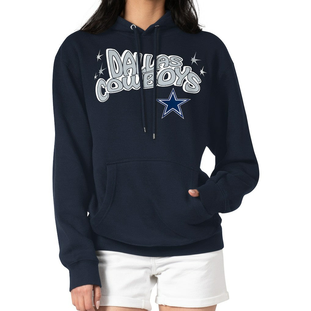 Dallas Cowboys Starter Women's Fireworks Fleece Pullover Hoodie Navy
