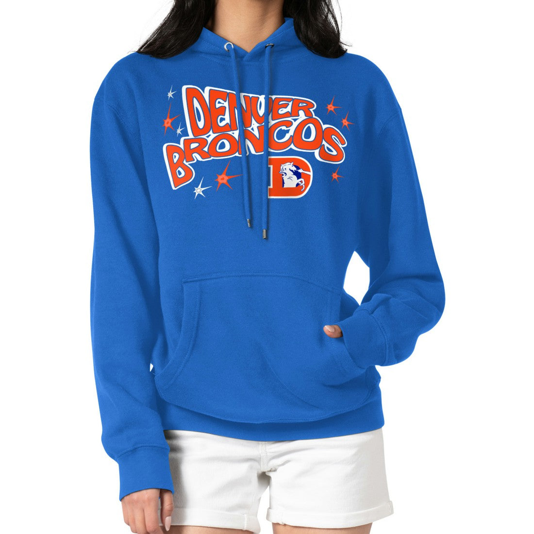 Denver Broncos Starter Women's Fireworks Fleece Pullover Hoodie Royal