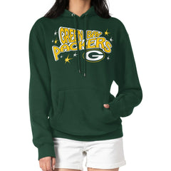 Green Bay Packers Starter Women's Fireworks Fleece Pullover Hoodie Green