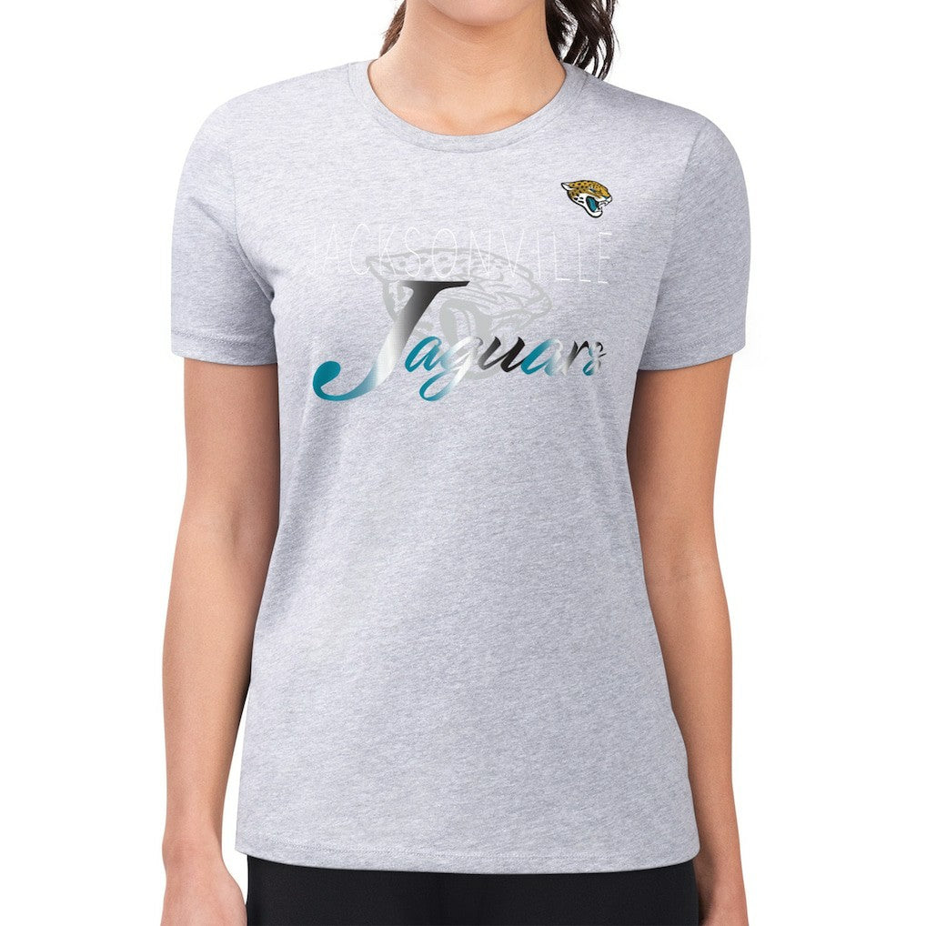 Jacksonville Jaguars G-III 4Her by Carl Banks Women's Super-Slim Fit Lightweight Shadow Logo T-Shirt Gray