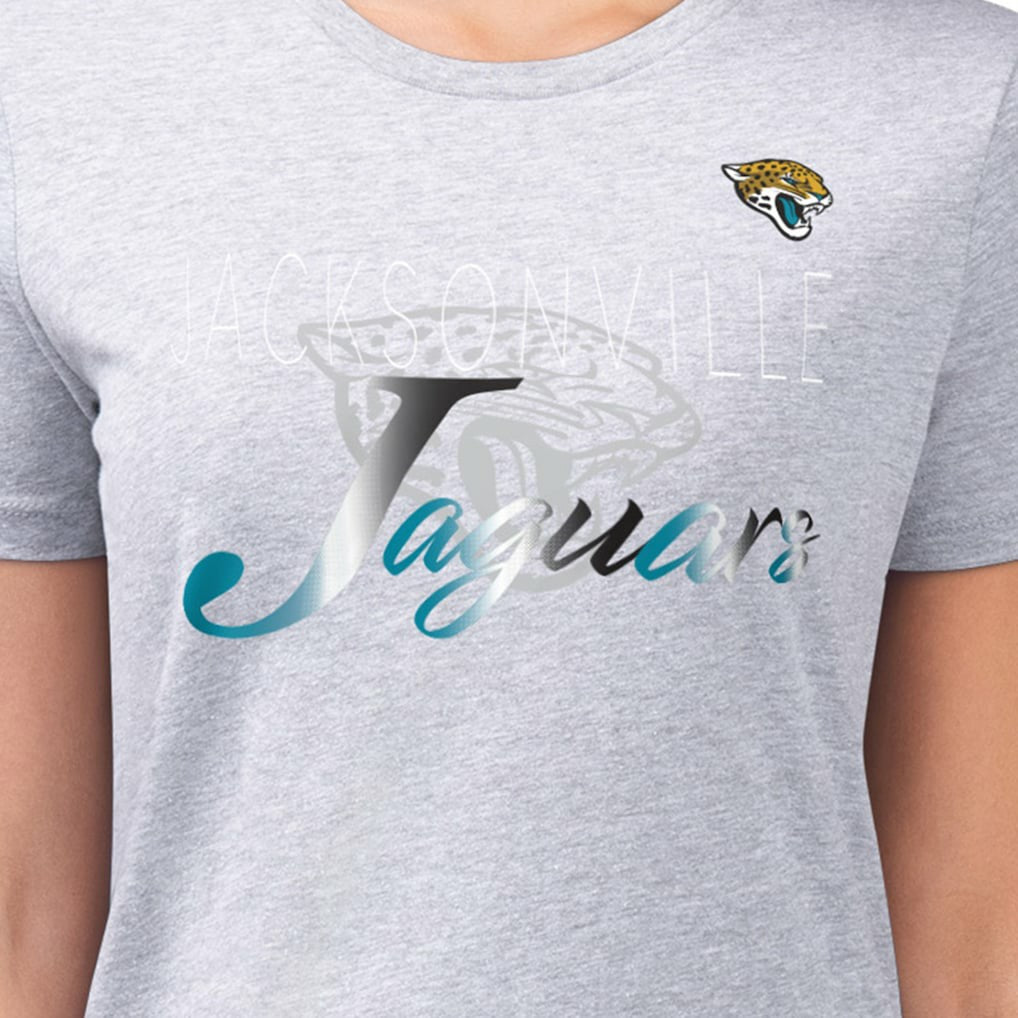 Jacksonville Jaguars G-III 4Her by Carl Banks Women's Super-Slim Fit Lightweight Shadow Logo T-Shirt Gray