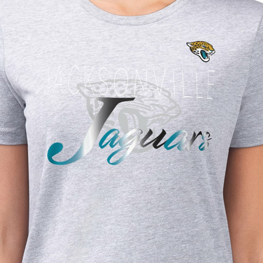 Jacksonville Jaguars G-III 4Her by Carl Banks Women's Super-Slim Fit Lightweight Shadow Logo T-Shirt Gray