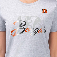 Cincinnati Bengals G-III 4Her by Carl Banks Women's Super-Slim Fit Lightweight Shadow Logo T-Shirt Gray