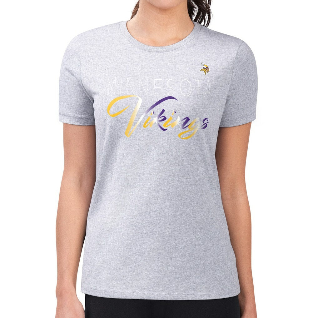 Minnesota Vikings G-III 4Her by Carl Banks Women's Super-Slim Fit Lightweight Shadow Logo T-Shirt Gray