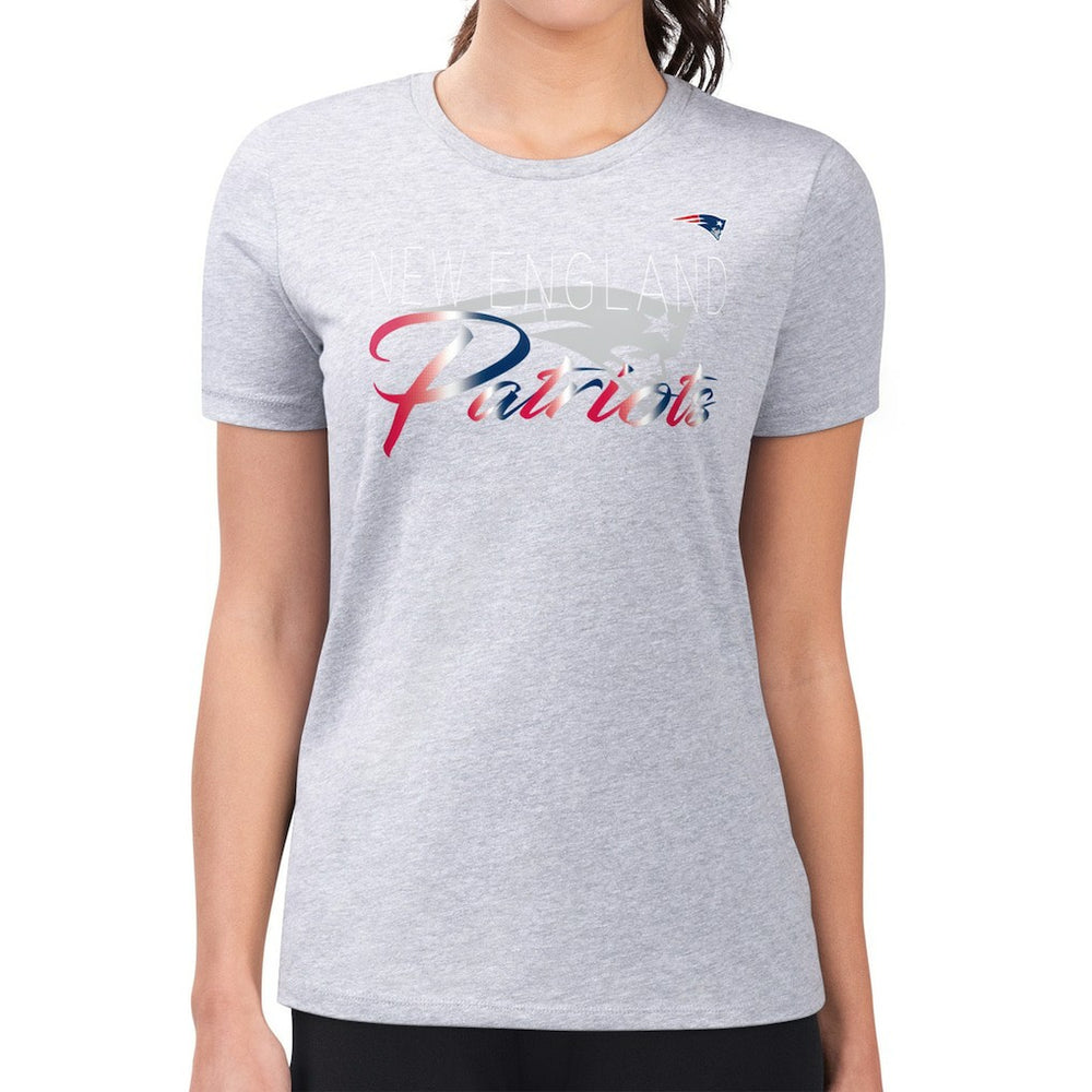 New England Patriots G-III 4Her by Carl Banks Women's Super-Slim Fit Lightweight Shadow Logo T-Shirt Gray