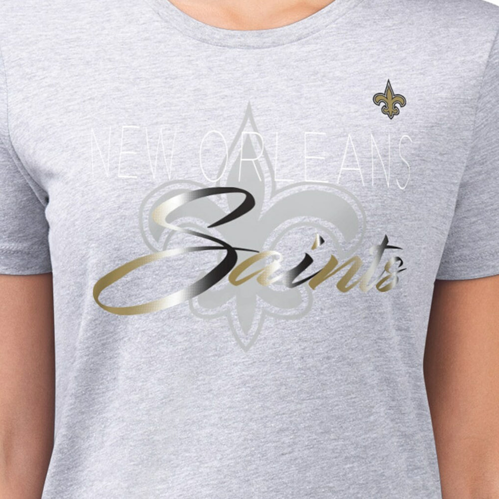 New Orleans Saints G-III 4Her by Carl Banks Women's Super-Slim Fit Lightweight Shadow Logo T-Shirt Gray