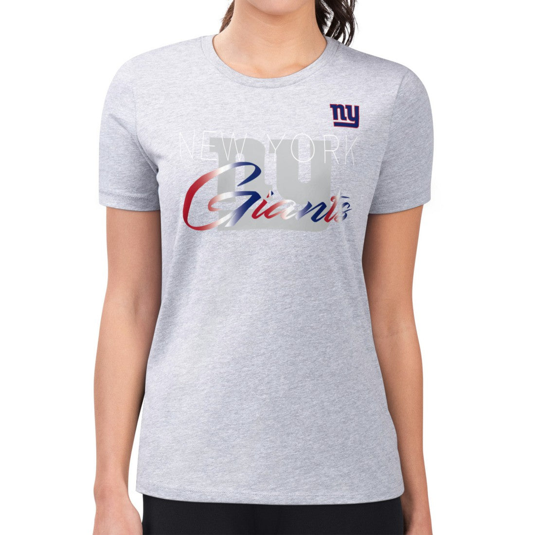New York Giants G-III 4Her by Carl Banks Women's Super-Slim Fit Lightweight Shadow Logo T-Shirt Gray