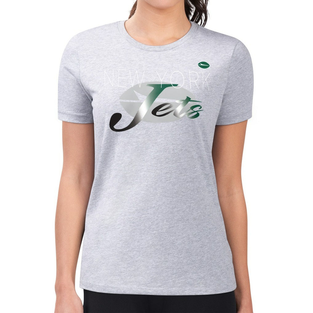 New York Jets G-III 4Her by Carl Banks Women's Super-Slim Fit Lightweight Shadow Logo T-Shirt Gray