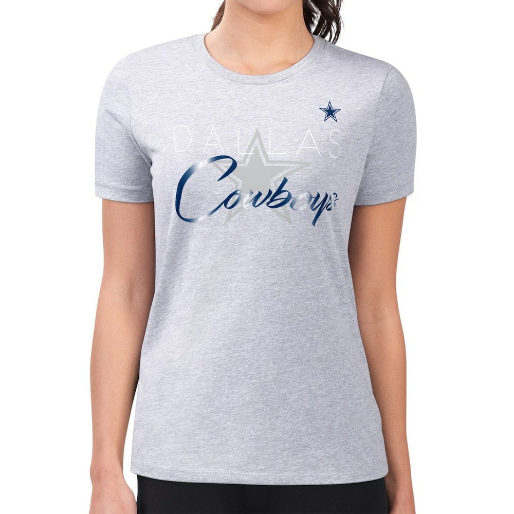 Dallas Cowboys G-III 4Her by Carl Banks Women's Super-Slim Fit Lightweight Shadow Logo T-Shirt Gray