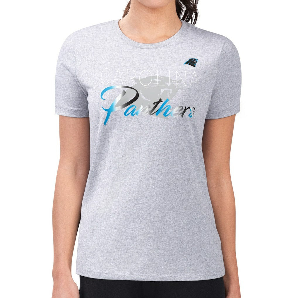 Carolina Panthers G-III 4Her by Carl Banks Women's Super-Slim Fit Lightweight Shadow Logo T-Shirt Gray