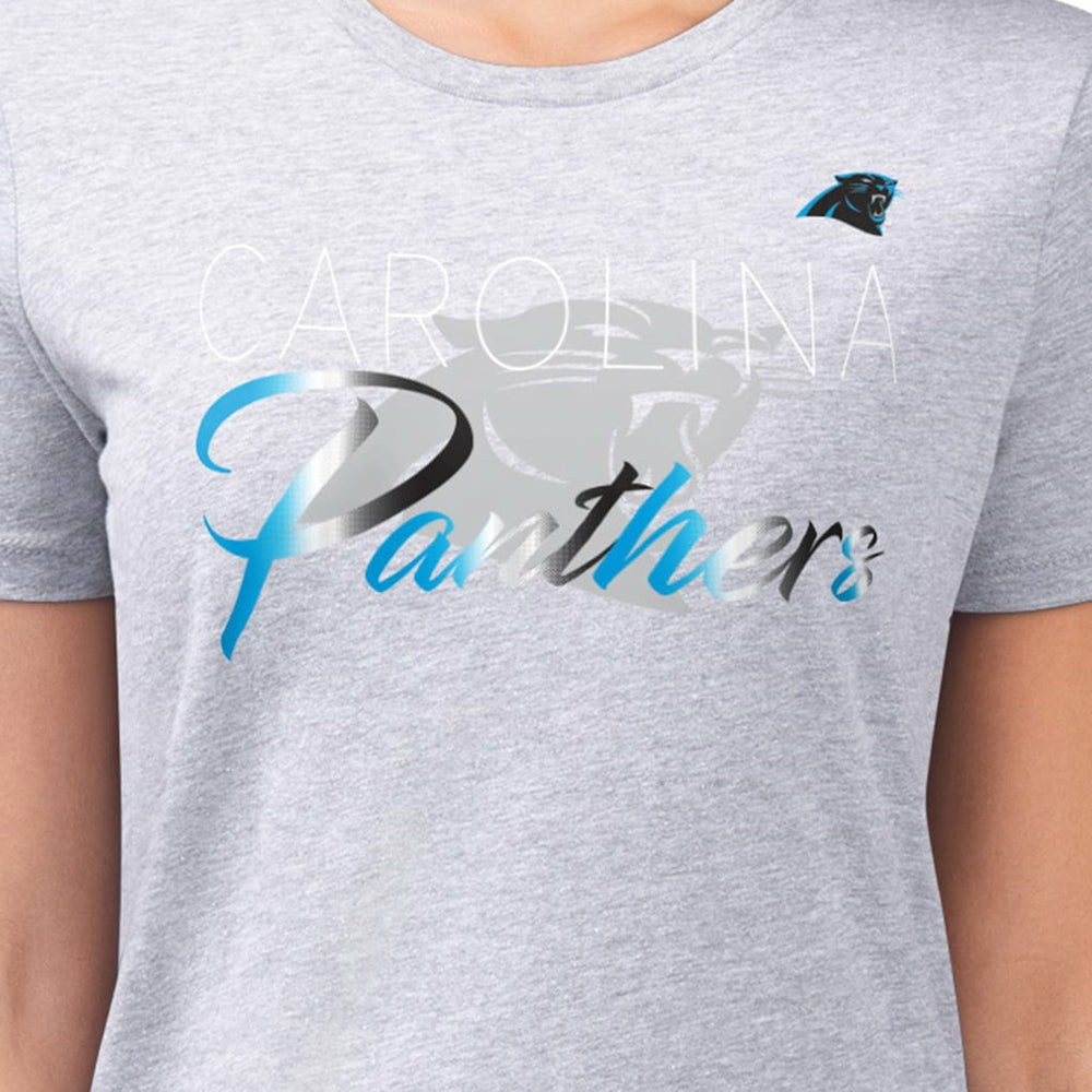 Carolina Panthers G-III 4Her by Carl Banks Women's Super-Slim Fit Lightweight Shadow Logo T-Shirt Gray