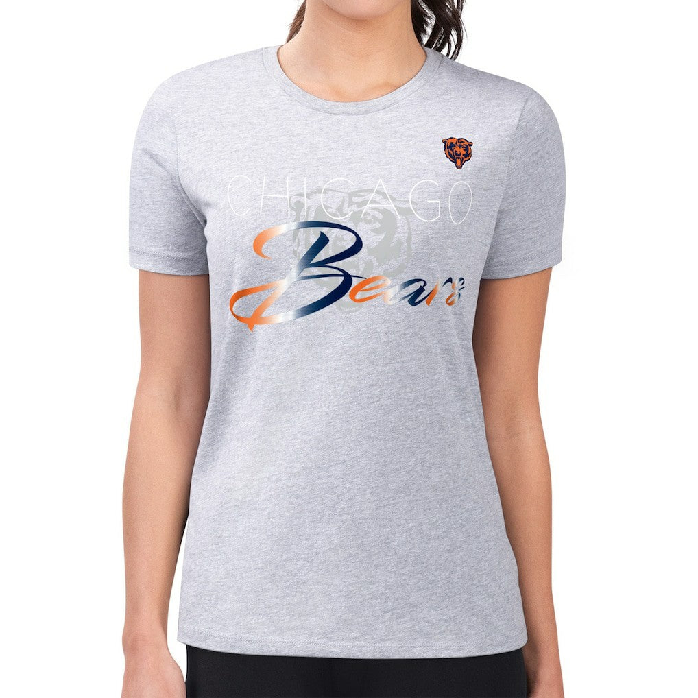 Chicago Bears G-III 4Her by Carl Banks Women's Super-Slim Fit Lightweight Shadow Logo T-Shirt Gray