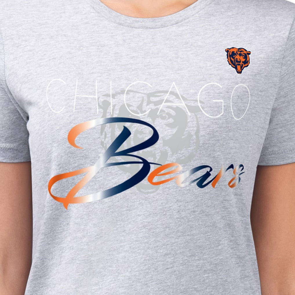 Chicago Bears G-III 4Her by Carl Banks Women's Super-Slim Fit Lightweight Shadow Logo T-Shirt Gray
