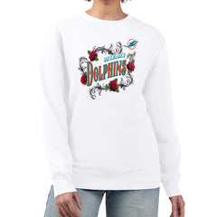 Miami Dolphins G-III 4Her by Carl Banks Women's Roses Fleece Tri-Blend Pullover Sweatshirt White