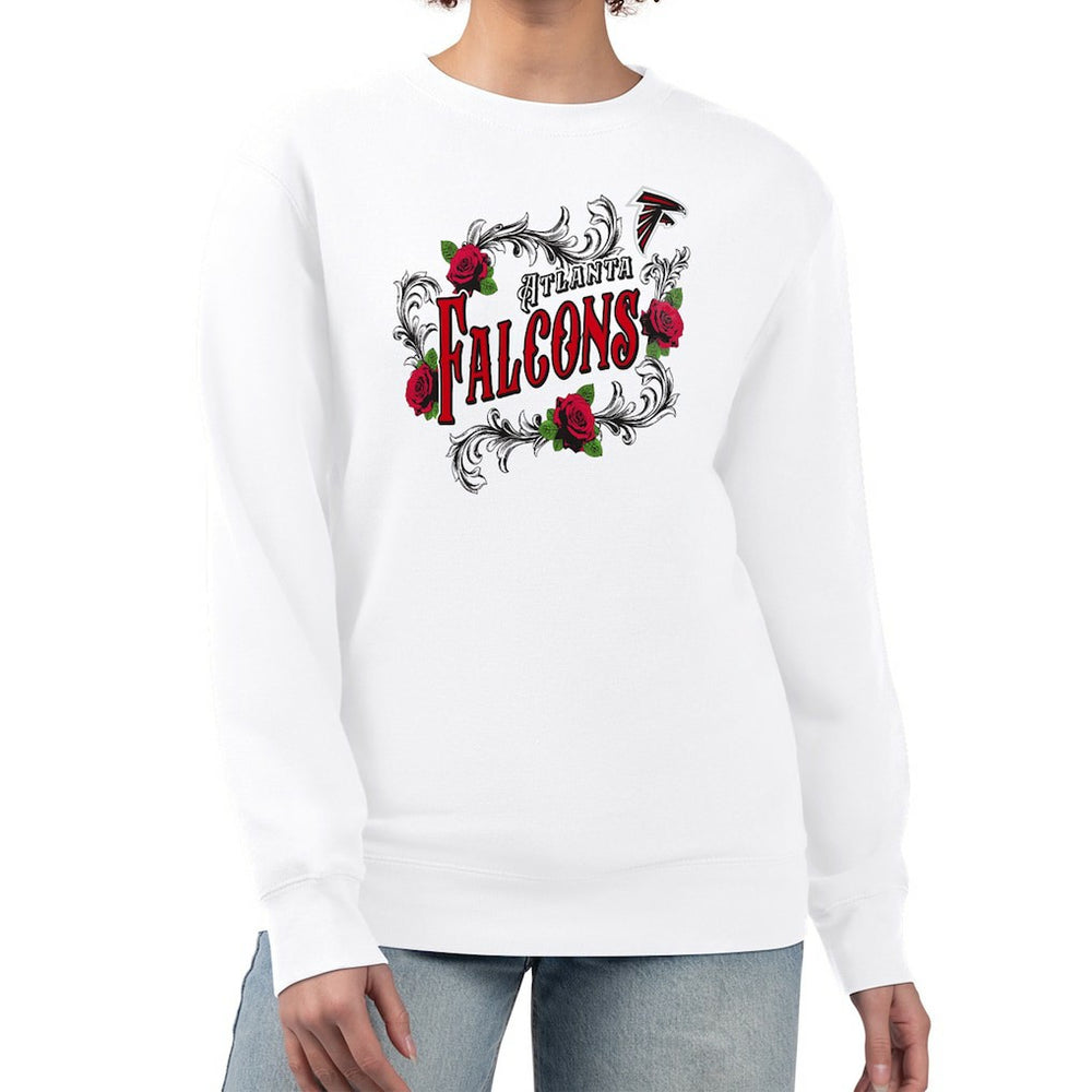 Atlanta Falcons G-III 4Her by Carl Banks Women's Roses Fleece Tri-Blend Pullover Sweatshirt White