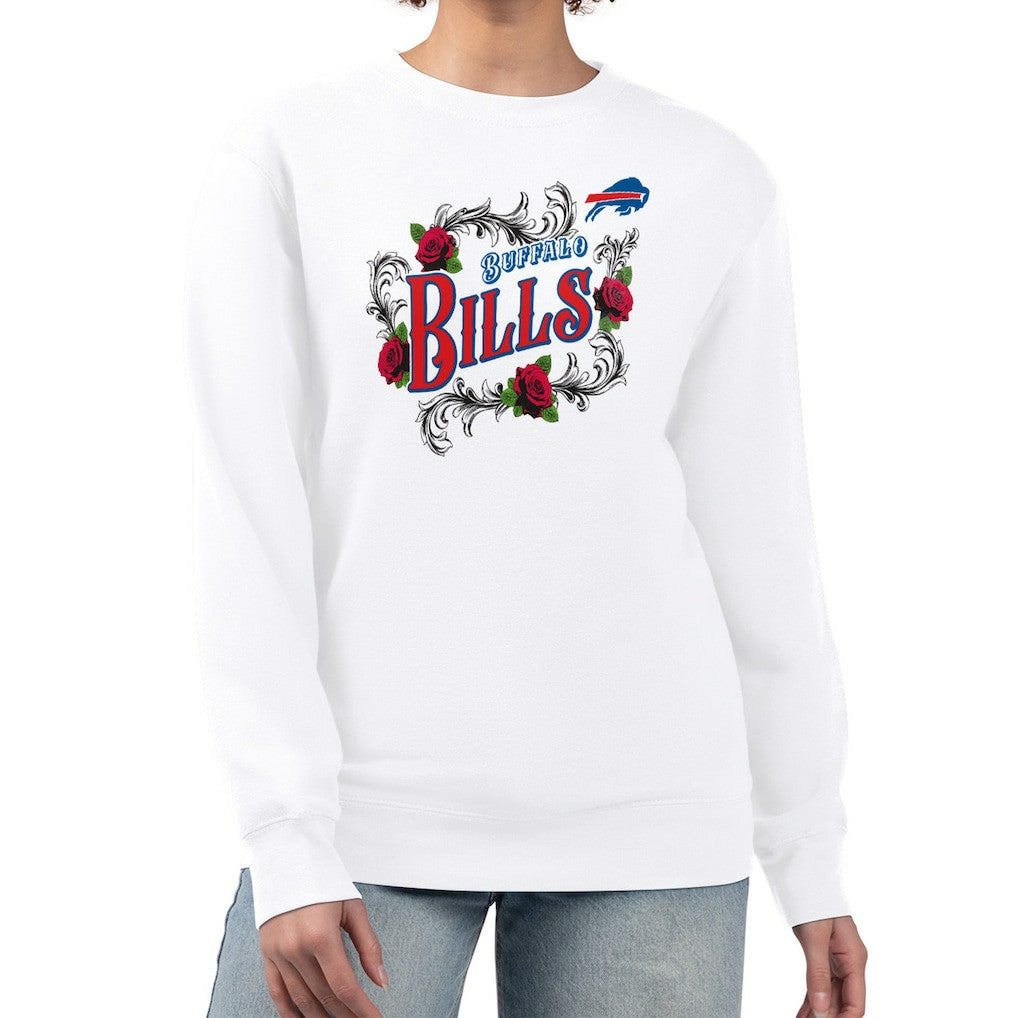 Buffalo Bills G-III 4Her by Carl Banks Women's Roses Fleece Tri-Blend Pullover Sweatshirt White
