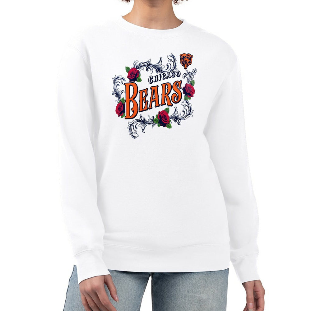 Chicago Bears G-III 4Her by Carl Banks Women's Roses Fleece Tri-Blend Pullover Sweatshirt White