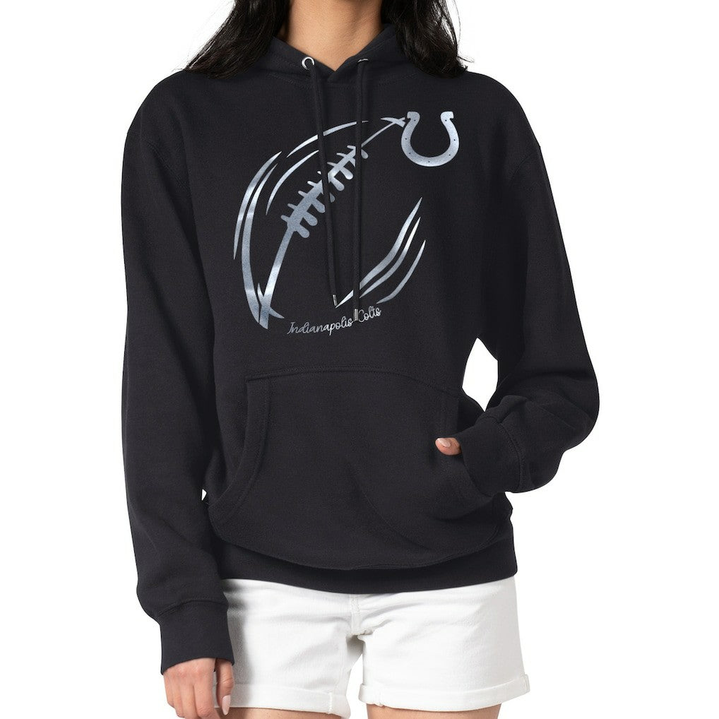 Indianapolis Colts G-III 4Her by Carl Banks Women's Metallic Print Football Sketch Fleece Pullover Hoodie Black