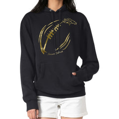 Denver Broncos G-III 4Her by Carl Banks Women's Metallic Print Football Sketch Fleece Pullover Hoodie Black
