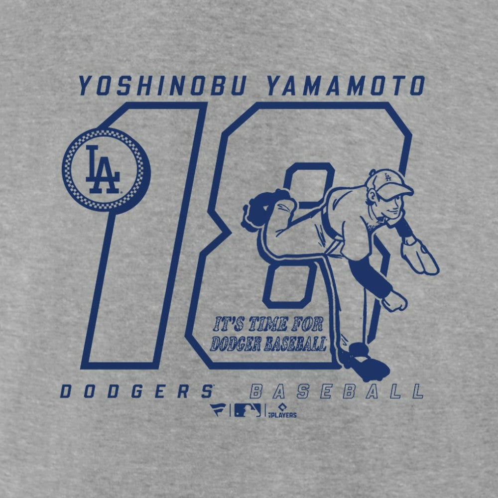 Yoshinobu Yamamoto Los Angeles Dodgers Player Graphic T-Shirt - Heather Gray - MLB Sale