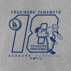Yoshinobu Yamamoto Los Angeles Dodgers Player Graphic T-Shirt - Heather Gray - MLB Sale