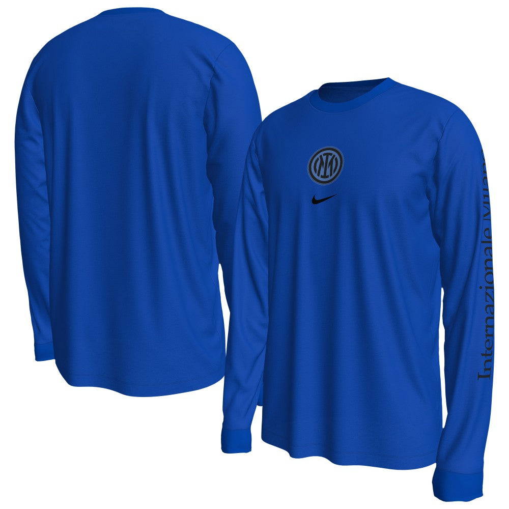 Inter Milan Wordmark Long Sleeve T-Shirt Blue - Nike