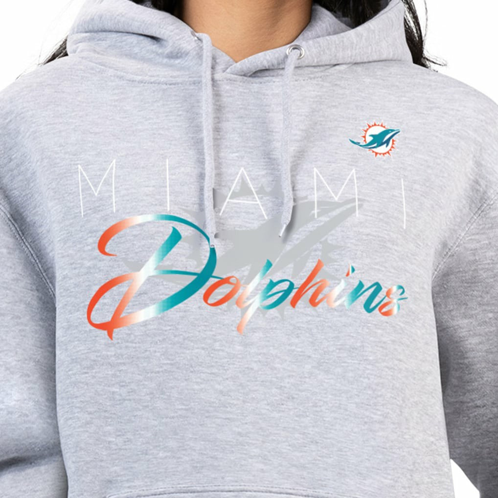 Miami Dolphins G-III 4Her by Carl Banks Women's Shadow Logo Fleece Pullover Hoodie Gray