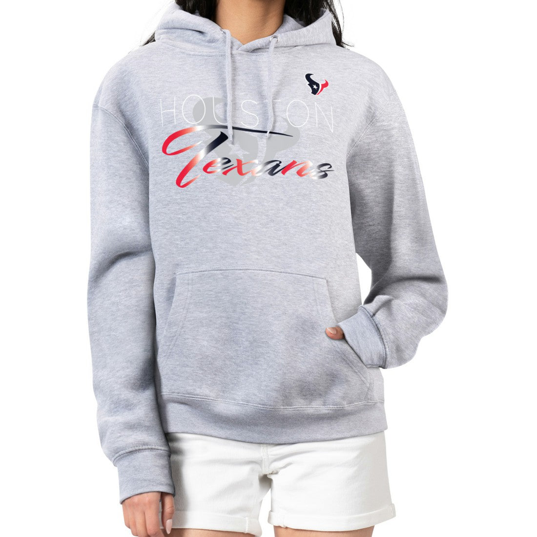 Houston Texans G-III 4Her by Carl Banks Women's Shadow Logo Fleece Pullover Hoodie Gray