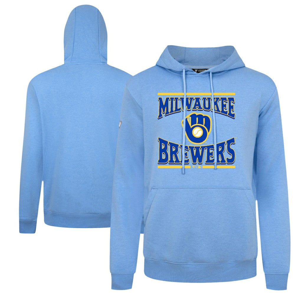Milwaukee Brewers Levelwear Big Brew Podium Pullover Hoodie - Light Blue - MLB Lifestyle
