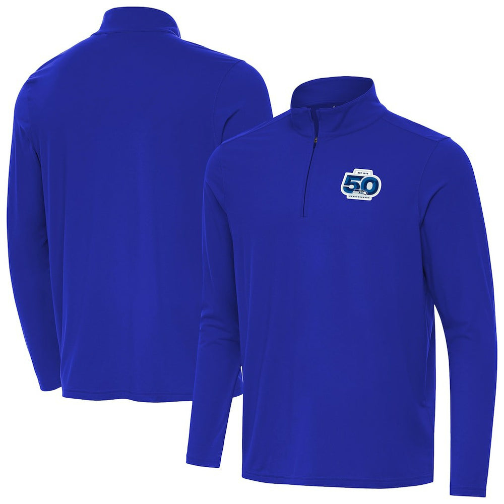 Seattle Seahawks Antigua 50th Season Intent Quarter-Zip Pullover Royal