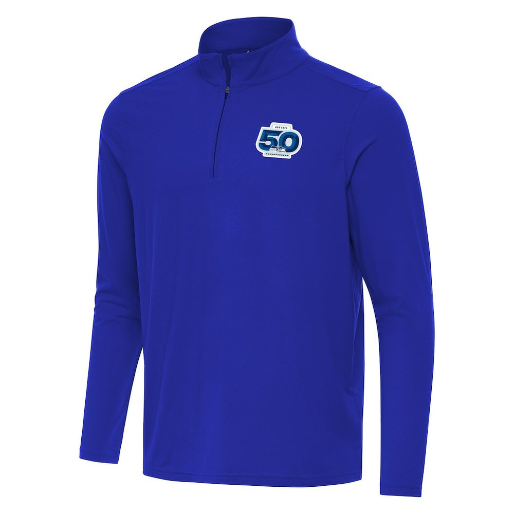 Seattle Seahawks Antigua 50th Season Intent Quarter-Zip Pullover Royal
