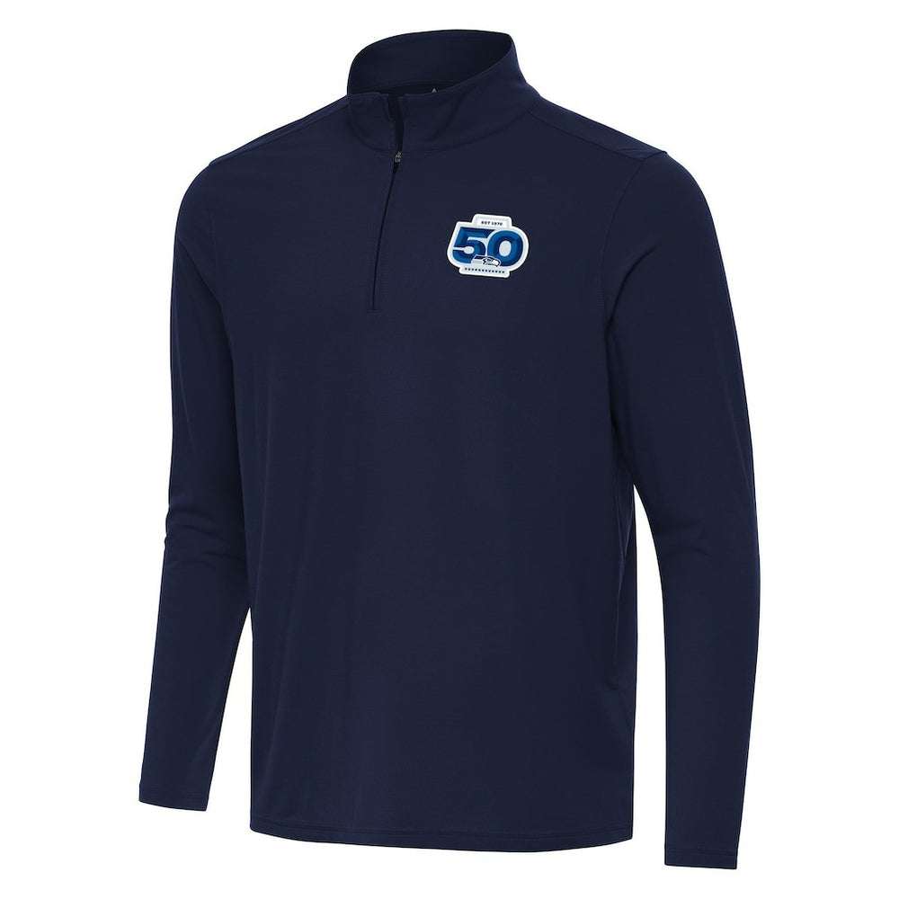 Seattle Seahawks Antigua 50th Season Intent Quarter-Zip Pullover Navy