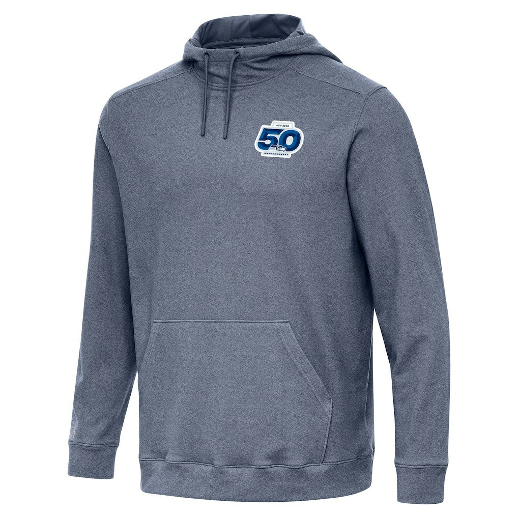 Seattle Seahawks Antigua 50th Season Cloud Pullover Hoodie Heather Navy