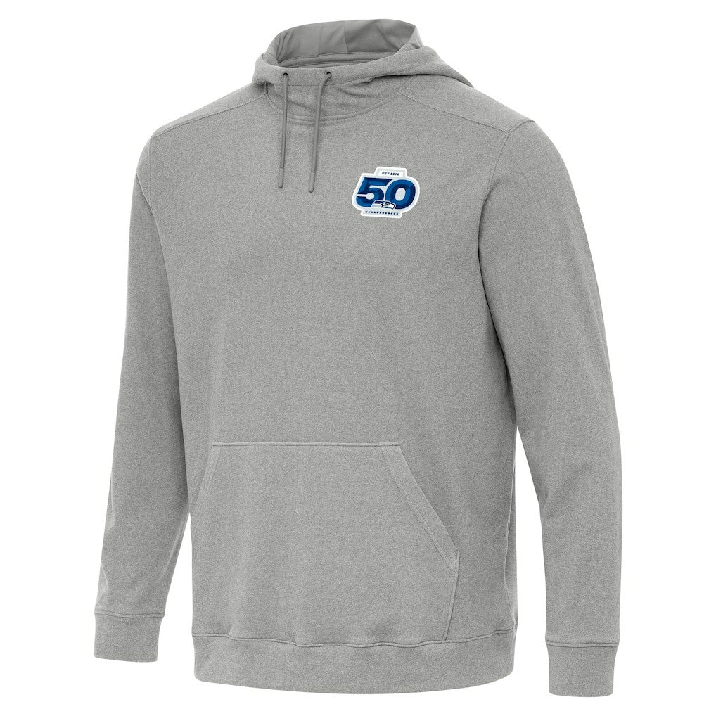 Seattle Seahawks Antigua 50th Season Cloud Pullover Hoodie Heather Gray