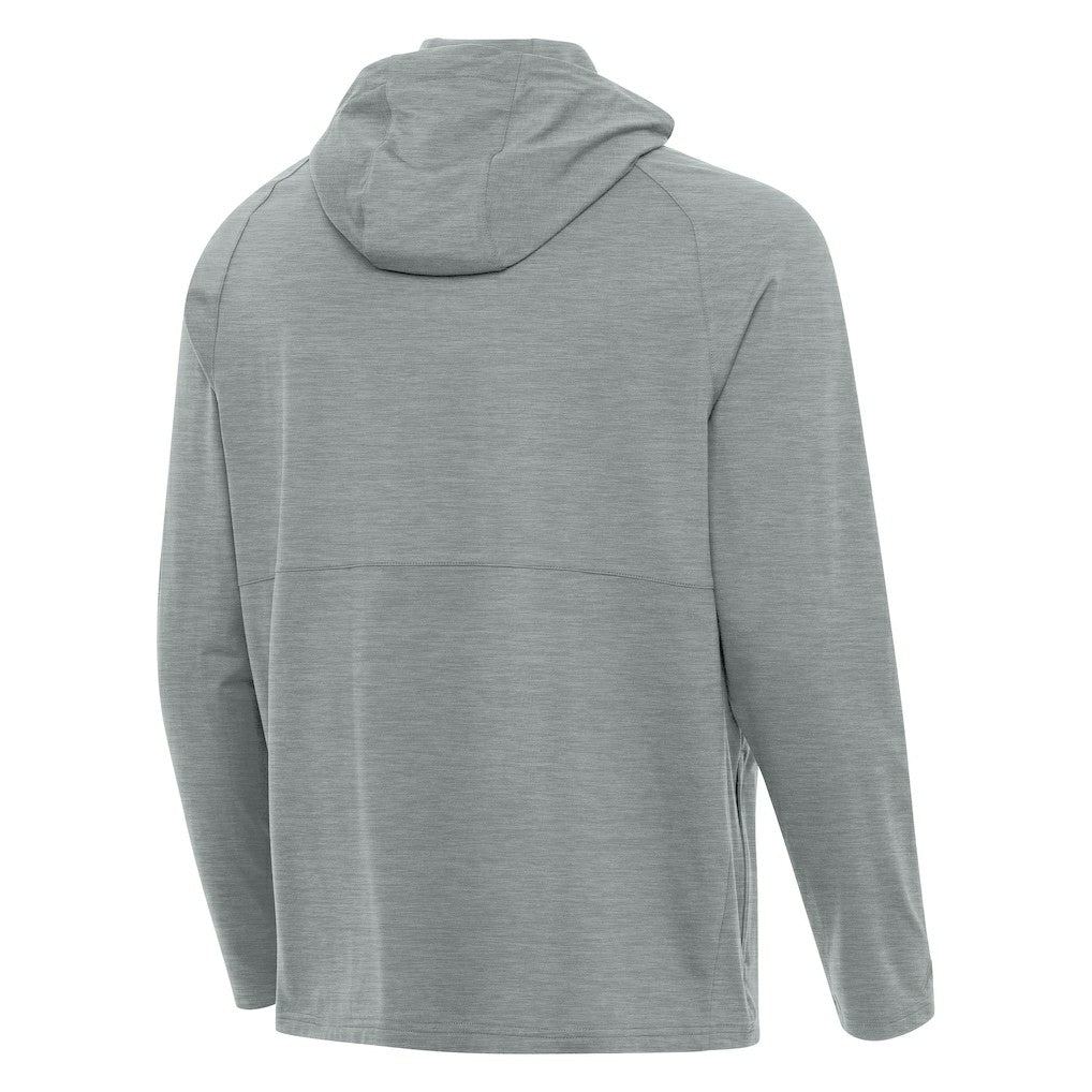 Seattle Seahawks Antigua 50th Season Spikes Raglan Quarter-Zip Hoodie Heather Gray