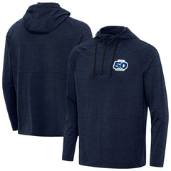 Seattle Seahawks Antigua 50th Season Spikes Raglan Quarter-Zip Hoodie College Navy