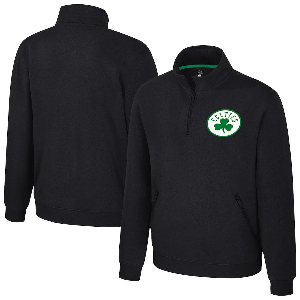 Boston Celtics Stadium Essentials Unisex Varsity Trainer Quarter-Zip Pullover Black