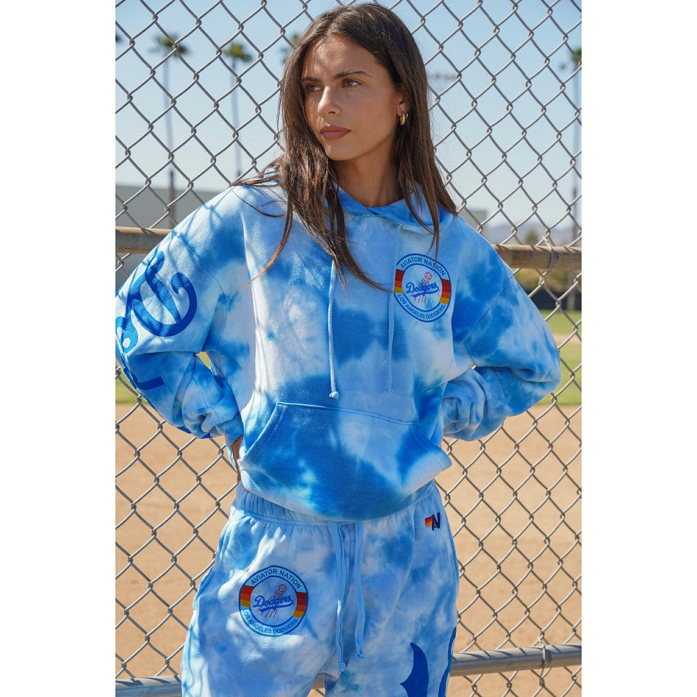 Los Angeles Dodgers Aviator Nation x MLB Unisex Tie-Dye Tri-Blend Hoodie - Light Blue - MLB on Sale
