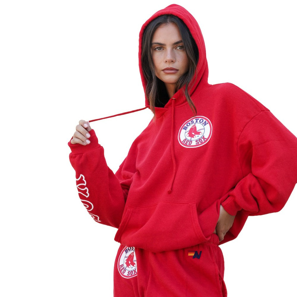 Boston Red Sox Aviator Nation x MLB Unisex Tri-Blend Pullover Hoodie - Red - MLB on Sale