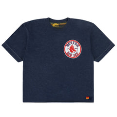 Boston Red Sox Aviator Nation x MLB Women's Cropped Boyfriend Tri-Blend T-Shirt - Navy - MLB Sale