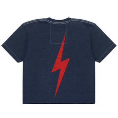 Boston Red Sox Aviator Nation x MLB Women's Cropped Boyfriend Tri-Blend T-Shirt - Navy - MLB Sale