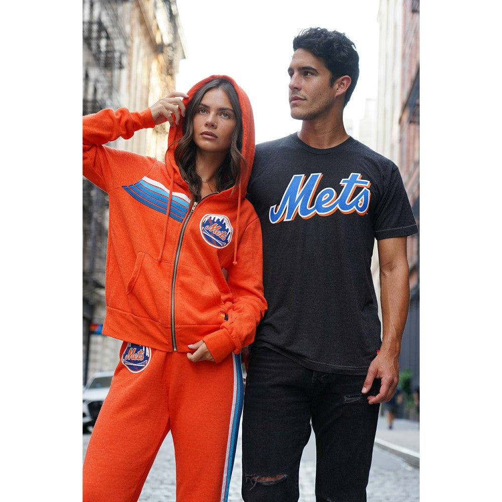 New York Mets Aviator Nation x MLB Unisex Five-Stripe Tri-Blend Full-Zip Hoodie - Orange - MLB Discount