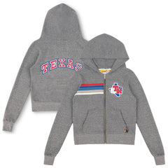 Texas Rangers Aviator Nation x MLB Unisex 5-Stripe Tri-Blend Full-Zip Hoodie - Heather Gray - MLB Lifestyle