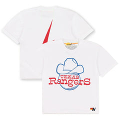 Texas Rangers Aviator Nation x MLB Women's Bolt Boyfriend Tri-Blend T-Shirt - White - MLB Sale