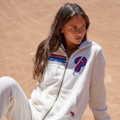 Philadelphia Phillies Aviator Nation x MLB Unisex Five-Stripe Tri-Blend Full-Zip Hoodie - Cream - MLB Online